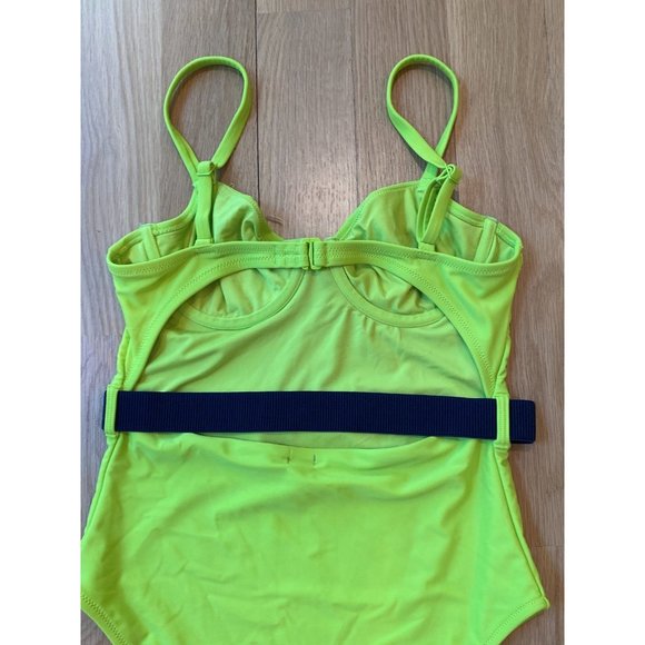 Aerie One Piece Swimsuit Belted Neon Green Summer Medium Demi Bra Bathing Suit - Picture 7 of 9